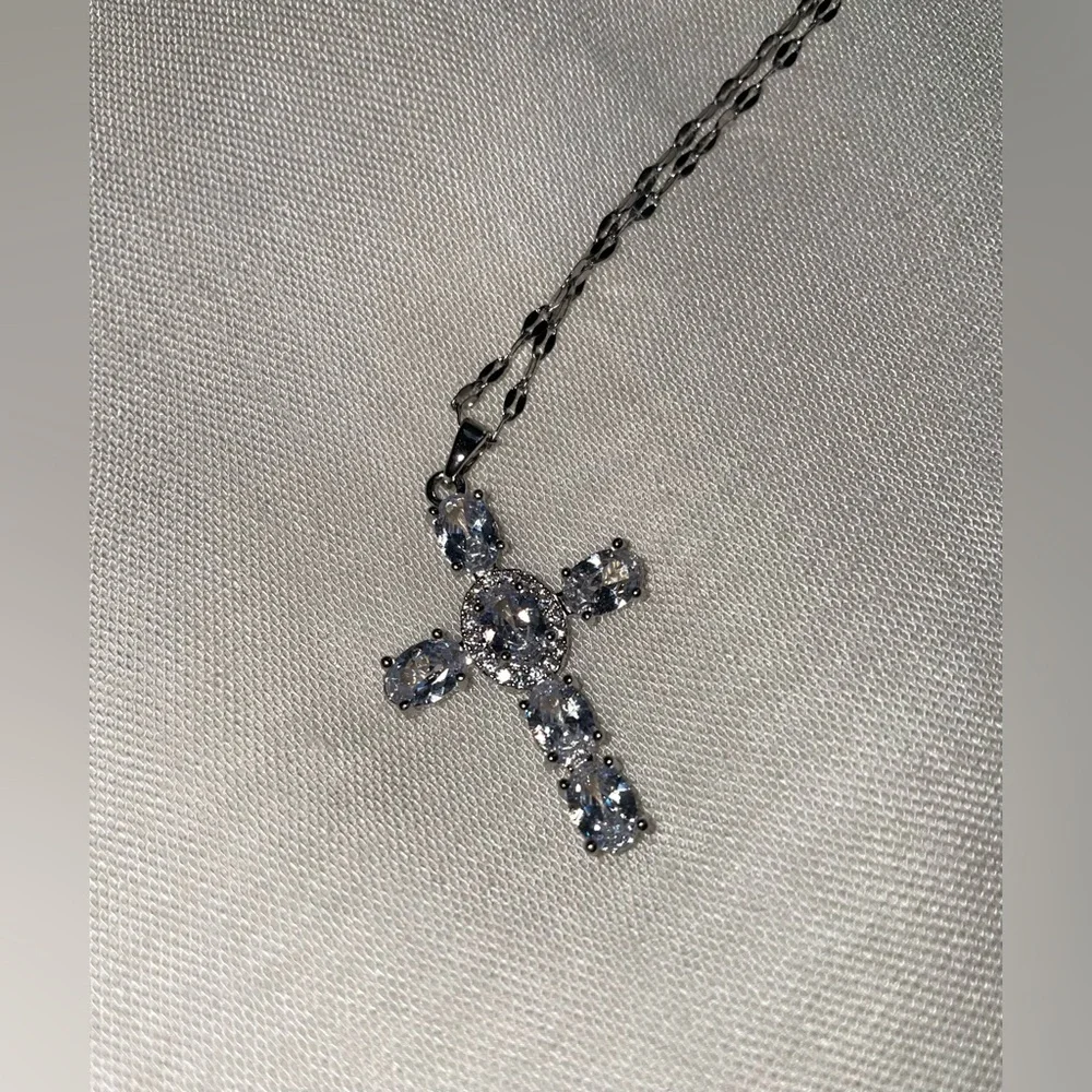 Silver & Stones Cross Necklace